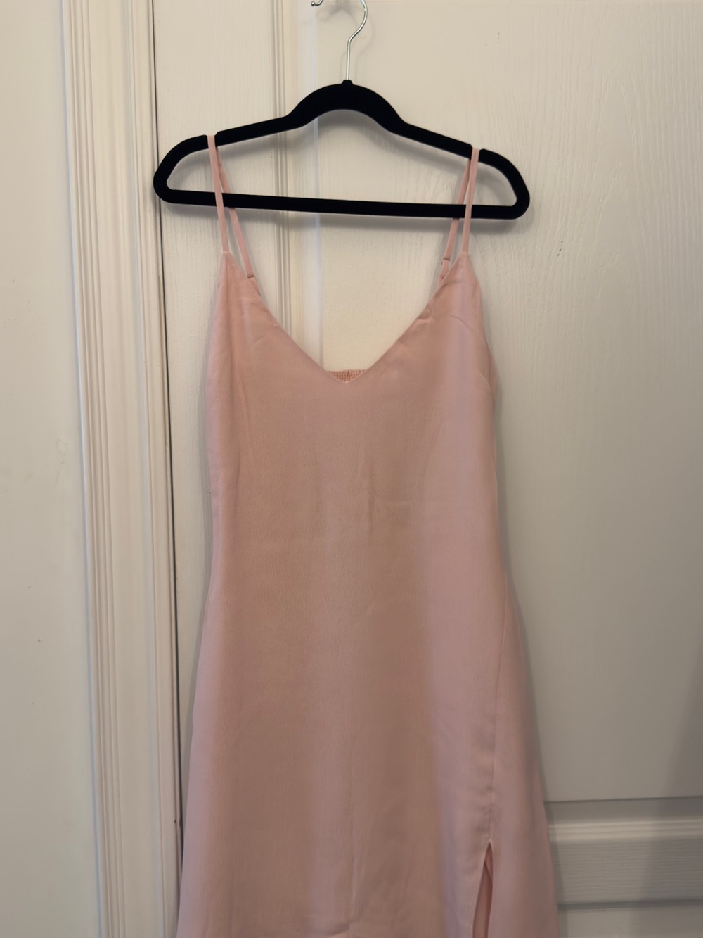 Wilfred Pale Pink Satin Slip Dress with Side Slit